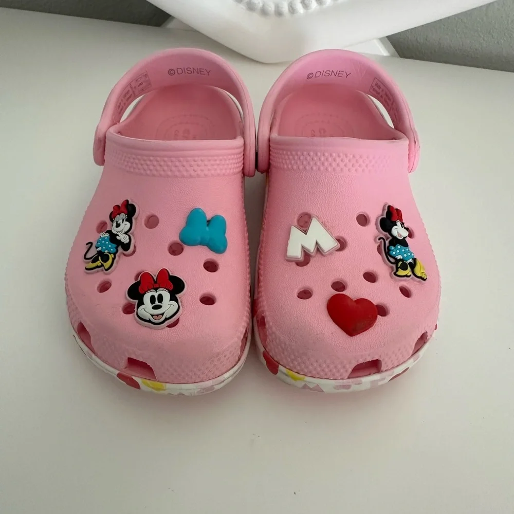 CROCS Kids Pink Minnie Mouse Charm Clogs size c9 - Picture 3 of 7